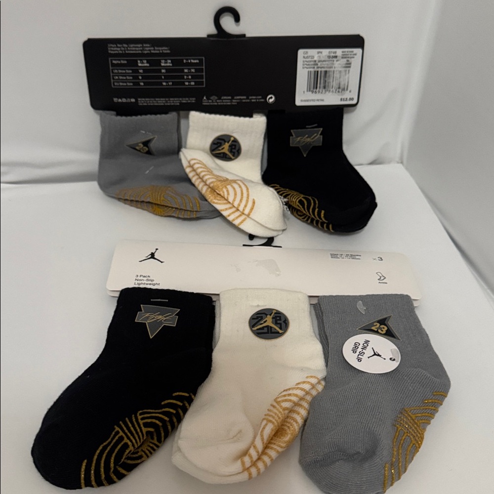 Jordan Infant Athletic Socks 3-Pack - Black, White, Gray ( 2 sets)